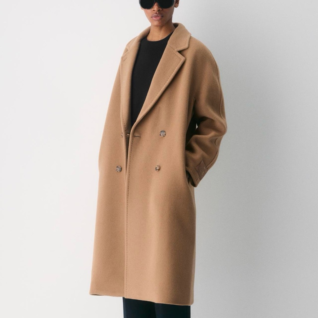 Aritzia Double-Breasted Camel Trench Coat